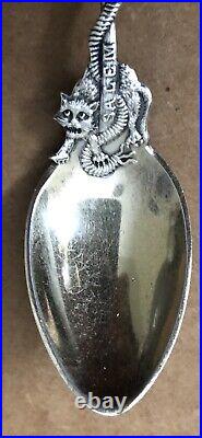 Salem Witch 1692 Demitasse Gorham Souvenir Spoon Daniel Low Witch/Black Cat