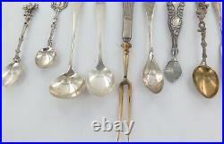 Selection Vintage Continetal & Sterling Silver Spoons / Souvenir Spoons Etc