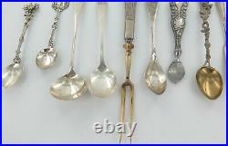 Selection Vintage Continetal & Sterling Silver Spoons / Souvenir Spoons Etc