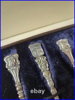 Set Of 12 Columbian Sterling Silver Souvenir Spoons. 900