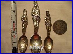 Set Of 3 Sterling Indian Souvenir Spoons