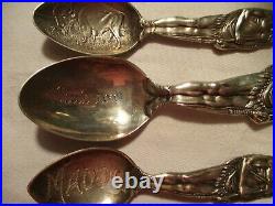 Set Of 3 Sterling Indian Souvenir Spoons