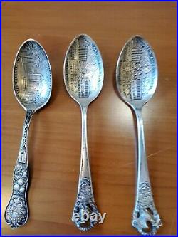 Set Of 5 Los Angeles Souvenir Sterling Silver Spoons