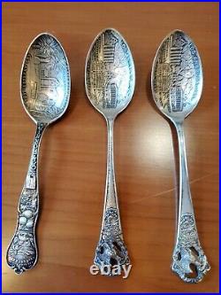 Set Of 5 Los Angeles Souvenir Sterling Silver Spoons