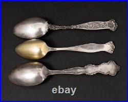 Set of 12 Antique 1892-1900 Sterling Silver Collector Souvenir Spoons 255 grams