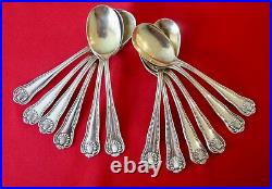 Set of 12 Spoons Bigelow Kennard & Company Sterling Silver Vermeil Bowl (#1270)