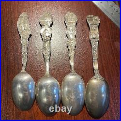 Set of 4 California Souvenir Sterling Silver Spoons, Set of 4, 3.5 Troy Oz