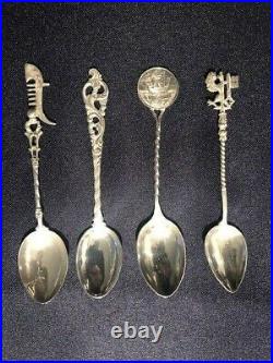 Set of 4 Ornate Sterling Silver Collector Demitasse Spoons (4)