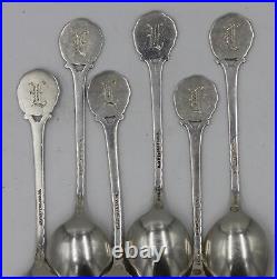 Set of 6 Howard Sterling Silver Etruscan Homeric Medallion Souvenir Spoons c1880