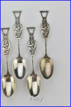 Set of 8 Poland Springs Figural Sterling Silver Souvenir Spoons Durgin