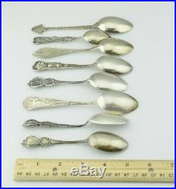 Set of 8 Sterling Silver Souvenir Spoons Native American Indian Well Made