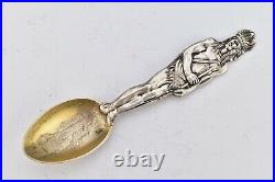 Spokan Falls Washington Figural Indian Sterling Silver Souvenir Spoon
