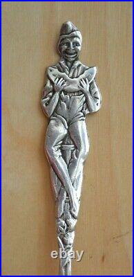 Sterling Full Figural Seated Man Watermelon Spoon