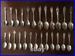 Sterling Silver Collector Souvenir Spoons Lot of 25 ALL STERLING