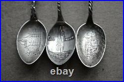 Sterling Silver Flatware Mixed Lot. Souvenir Spoons, Slice, Coin Et. 150 Grams