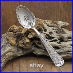Sterling Silver Handmade Spoon with Corn, Star and Stamp Work