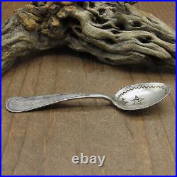 Sterling Silver Handmade Spoon with Corn, Star and Stamp Work