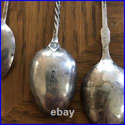 Sterling Silver Lot Of 8 Souvenir Spoons 99 Grams Quebec England Japan Canada