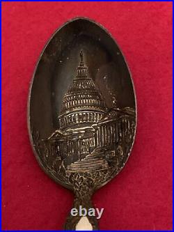 Sterling Silver Moore & Leding Washington DC Monument Capitol Souvenir Spoon