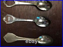 Sterling Silver Pewter Souvenir Spoon Lot Some enamels 18 Pc Set various sizes