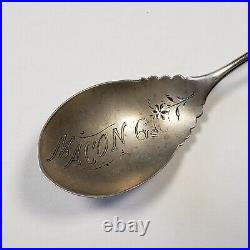 Sterling Silver Souvenir Spoon 1800's Macon Georgia Engraved FL0262