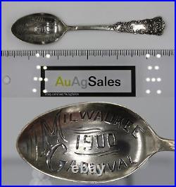 Sterling Silver Souvenir Spoon 1900 Milwaukee Midsummer Carnival/Fair Wisconsin