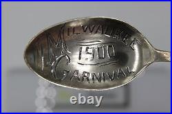 Sterling Silver Souvenir Spoon 1900 Milwaukee Midsummer Carnival/Fair Wisconsin