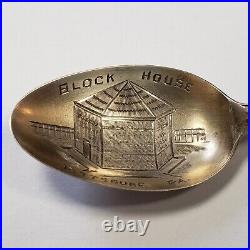 Sterling Silver Souvenir Spoon Block House Pittsburgh Engraved SKU-FL0581