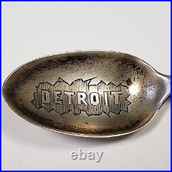 Sterling Silver Souvenir Spoon Detroit Michigan Engraved SKU-FL0259
