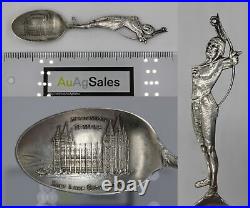Sterling Silver Souvenir Spoon Indian & BowithMormon Temple, Salt Lake City, Utah