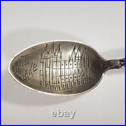 Sterling Silver Souvenir Spoon LDS Temple Salt Lake Engraved Vintage FL1069