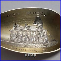 Sterling Silver Souvenir Spoon Ravenna Ohio High School Engraved FL0529