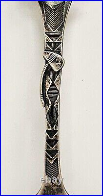 Sterling Silver Spoon General Herkimer Statue Chief Indian, Hound & Bow