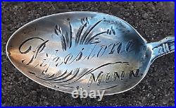 Sterling Souvenir Spoon Indian Chief, Brave, Tommahawk Pinestone, Minnesota, P&B