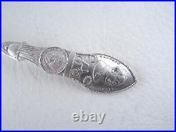 Sterling Souvenir Spoon We Mourn US BATTLESHIP MAINE Blown Up 1898 Cpt Sigsbee