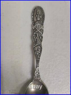 Stunning Antique Sterling Silver Native American Chief Handle Spoon #M140