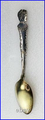 Stunning Lady 1893 Worlds Fair Colombian Sterling Souvenir Spoon