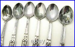 Sweden Flowers Souvenir Collector Spoon Cesons Sterling Silver Set of 6 with case