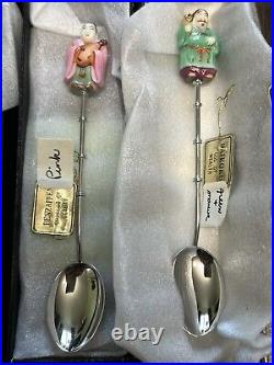 Toshikane Seven Gods of Fortune Sterling Silver Porcelain Spoons -? Complete