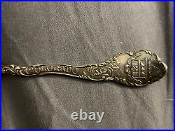 Trinidad, Colorado sterling and enameled antique souvenir spoon
