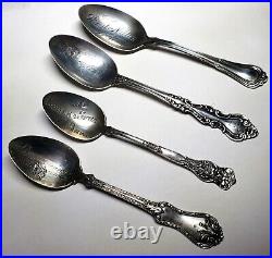 True Antique Sterling Silver Spoon Lot Of 4 Los Angeles Sioux City Eureka 1903