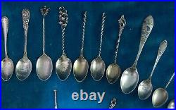 Twenty Antique Continental Grand Tour & America Sterling Silver Souvenir Spoons
