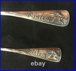 Two Vintage Antique Sterling Silver Salem Witch Souvenir Halloween Spoons