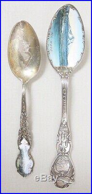 Two Vintage Enameled, Sterling Collector Spoons Mt. Hood, Oregon
