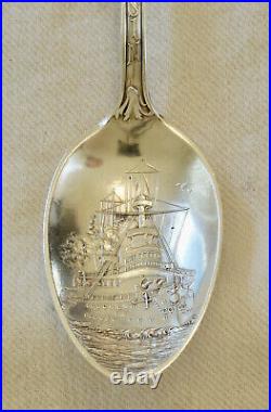 USS Battleship Wisconsin Sterling Silver Spoon, 1898