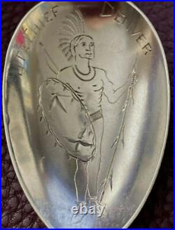 Very RARE Ute Chief Indian Miner Denver Colorado Sterling 5.6 Souvenir Spoon