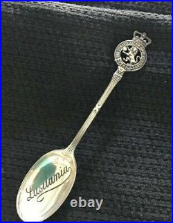 Very Rare 1907 Rms Lusitania Cunard Line British Sterling Silver Souvenir Spoon