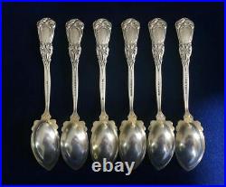 Very Rare -Iris 1900by Durgin Sterling Silver Grapefruit 6 Spoons 5 7/8