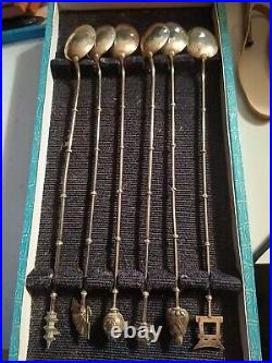 Vintage 1960-70s East Japan? 6x Sterling Silver spoon? Souvenir collection