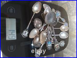 Vintage 915,900,800 Silver Souvenir Spoon Lot Of 16